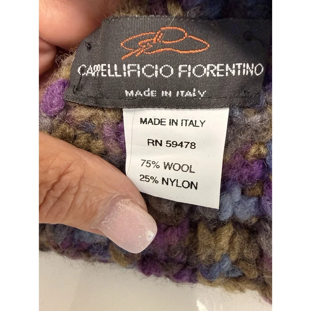 Cappellificio Fiorentino Wool‎ Blend Purple Knitted Beanie Hat Made In Italy EUC